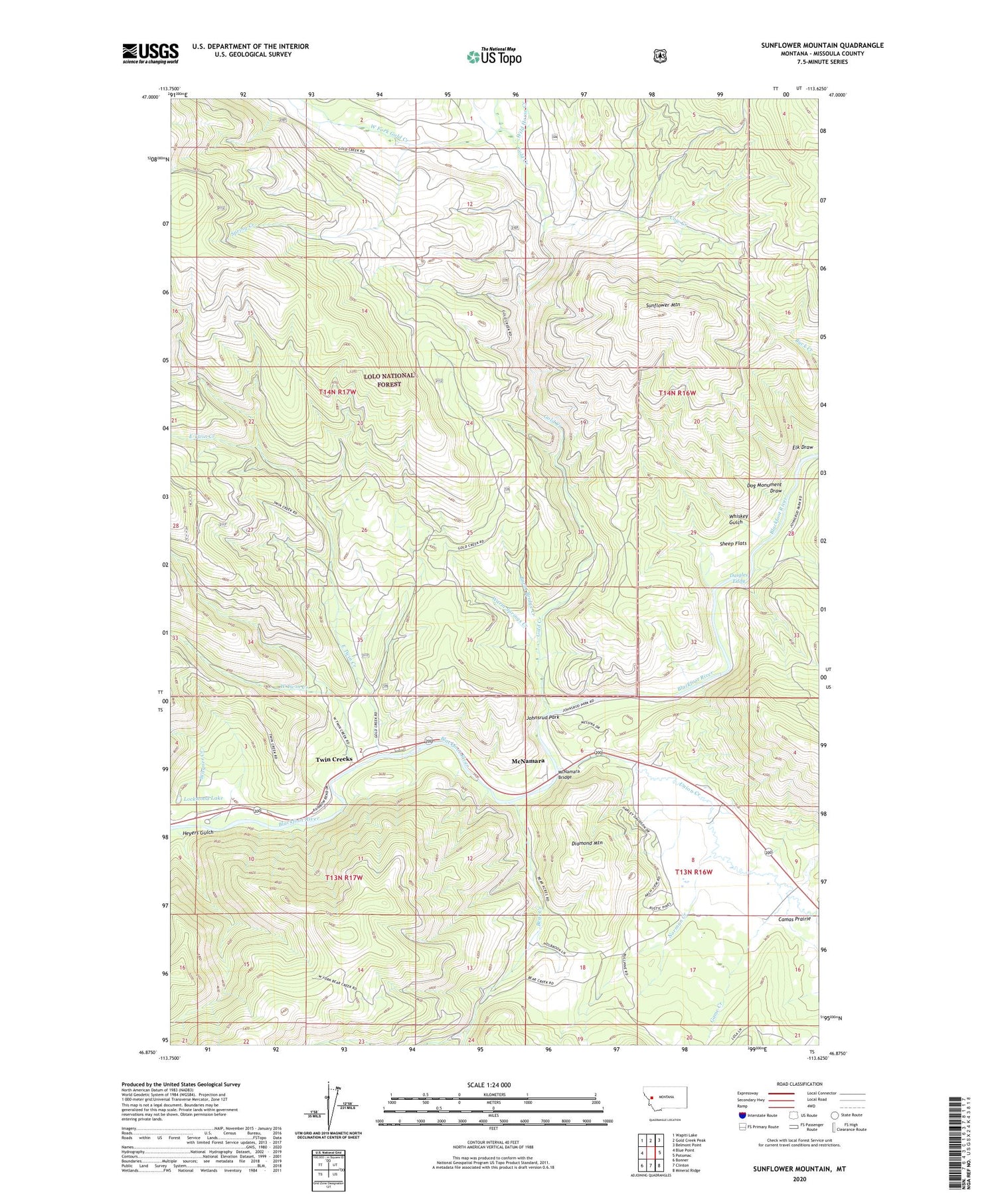 Sunflower Mountain Montana US Topo Map Image