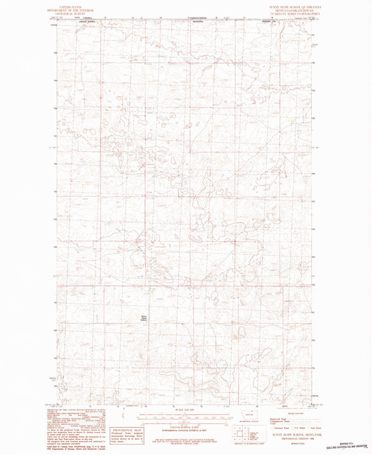 Classic USGS Sunny Slope School Montana 7.5'x7.5' Topo Map Image