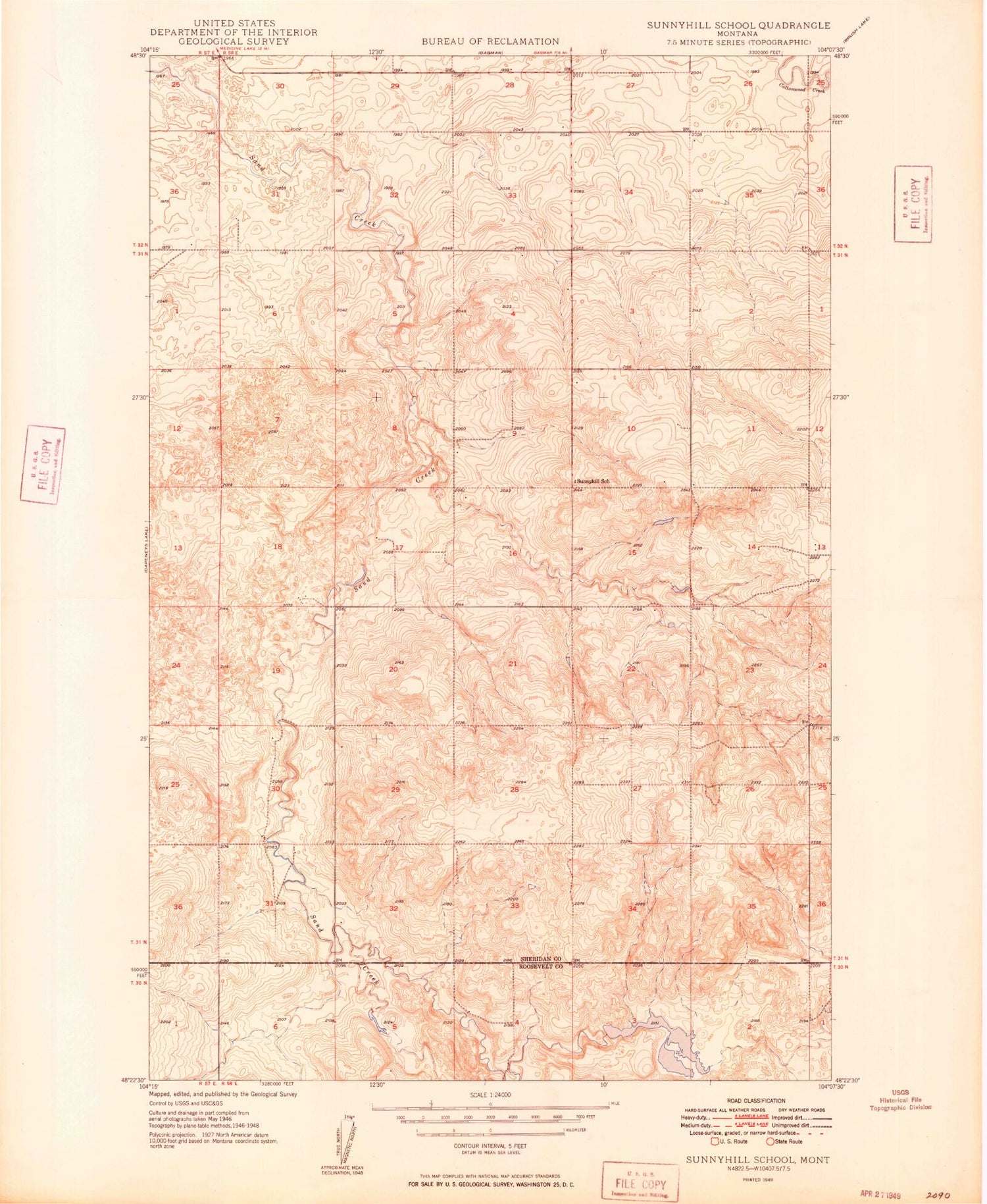 Classic USGS Sunnyhill School Montana 7.5'x7.5' Topo Map Image