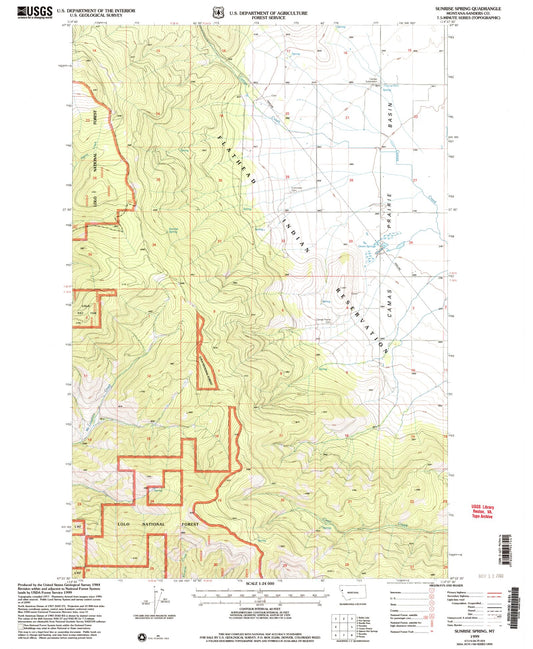 Classic USGS Sunrise Spring Montana 7.5'x7.5' Topo Map Image