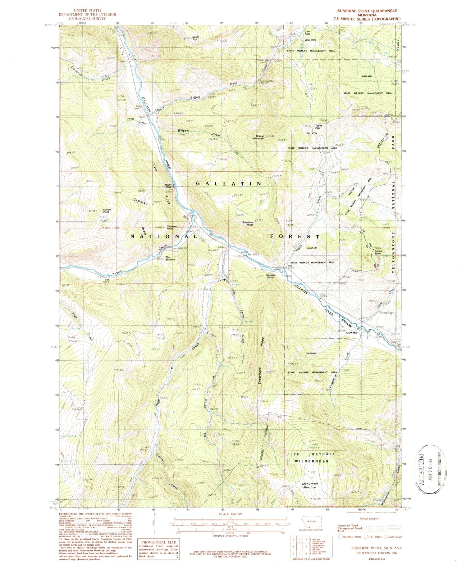 Classic USGS Sunshine Point Montana 7.5'x7.5' Topo Map Image