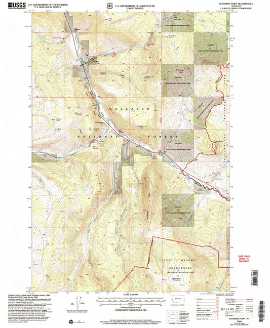 Classic USGS Sunshine Point Montana 7.5'x7.5' Topo Map Image