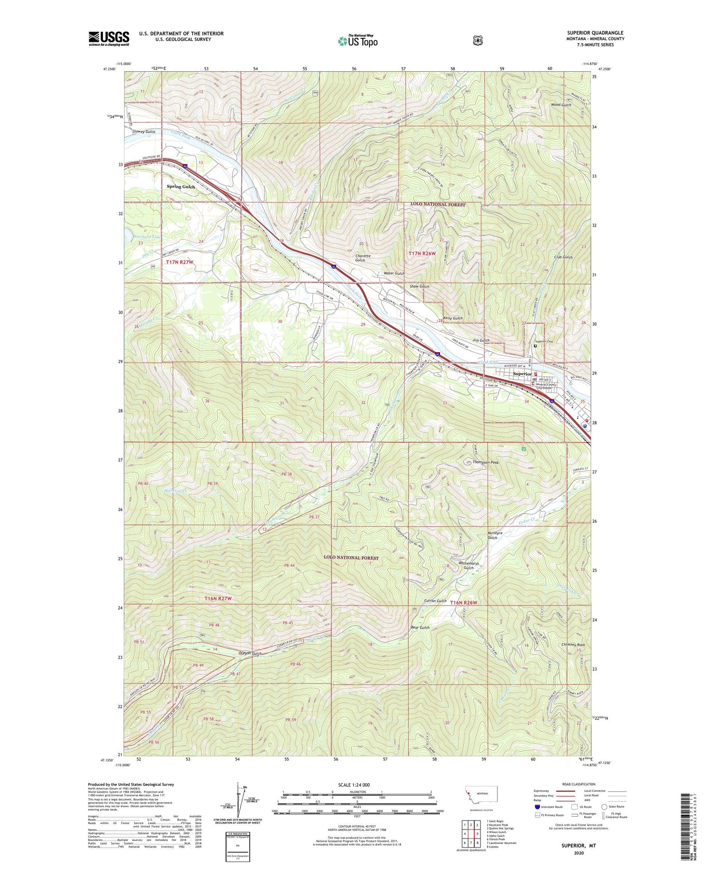 Superior Montana US Topo Map Image