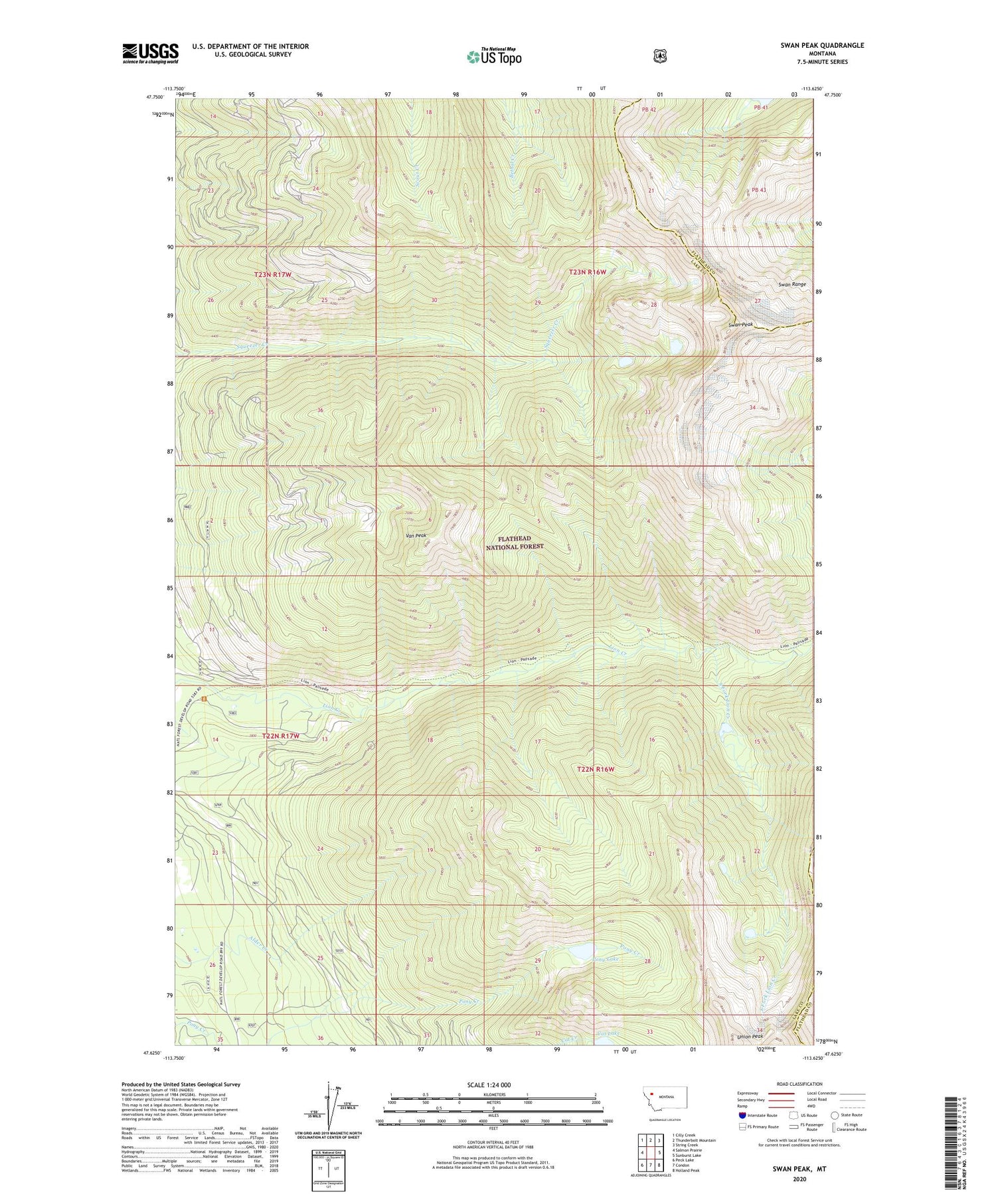 Swan Peak Montana US Topo Map Image