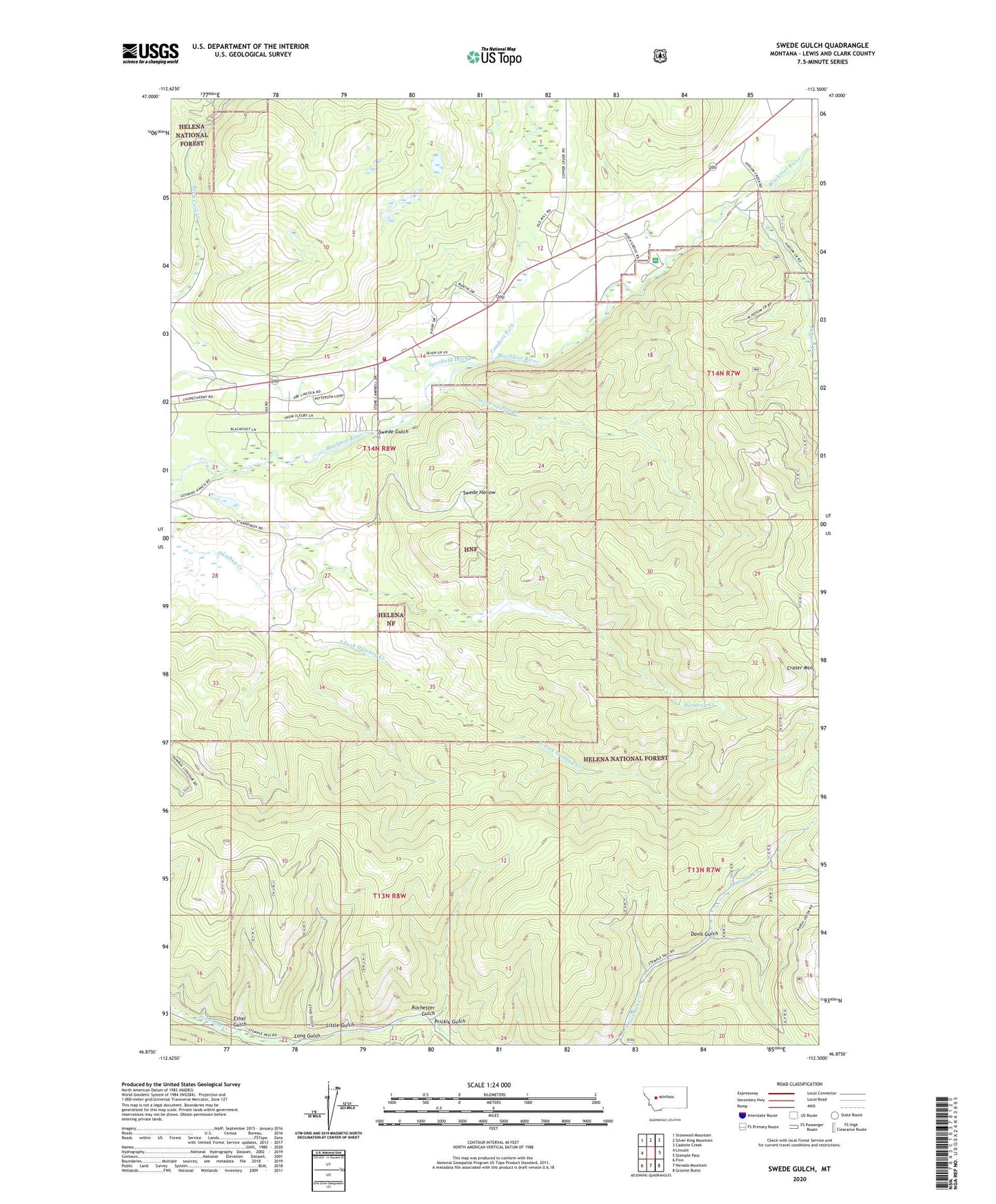Swede Gulch Montana US Topo Map Image