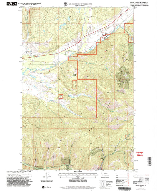 Classic USGS Swede Gulch Montana 7.5'x7.5' Topo Map Image