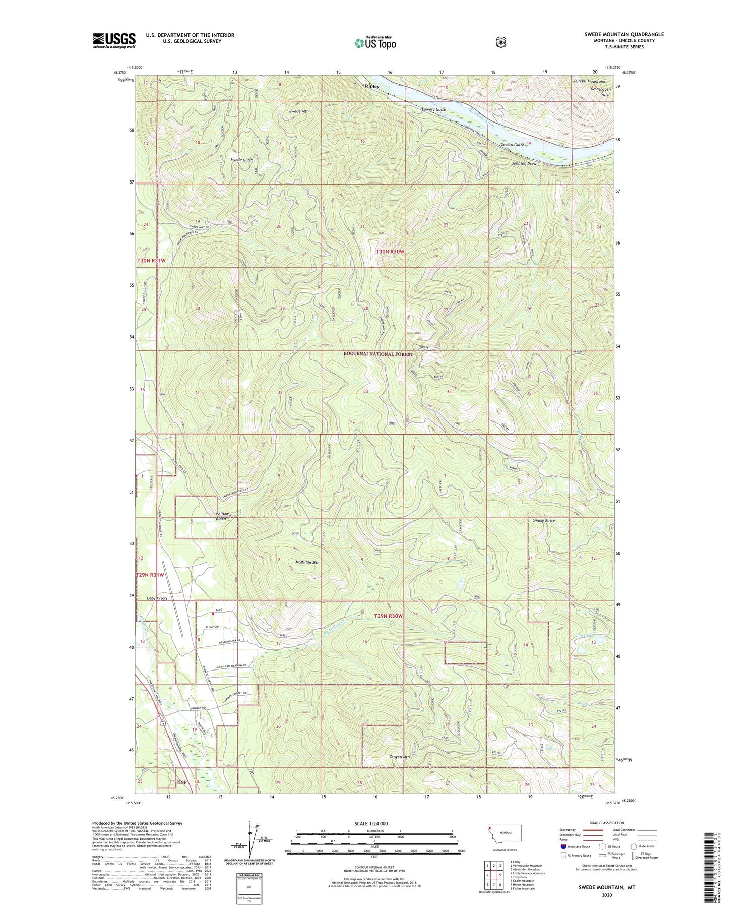 Swede Mountain Montana US Topo Map Image