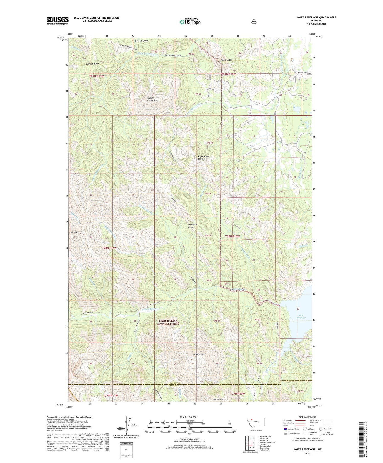 Swift Reservoir Montana US Topo Map Image