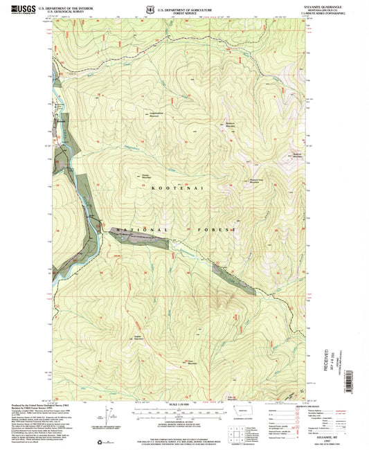 Classic USGS Sylvanite Montana 7.5'x7.5' Topo Map Image