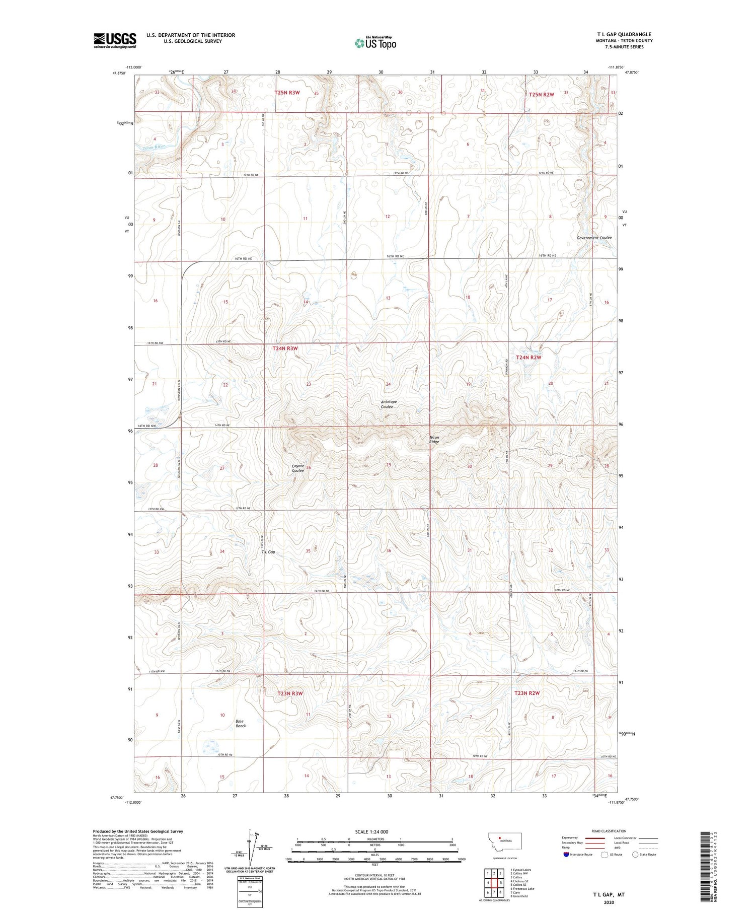 T L Gap Montana US Topo Map Image