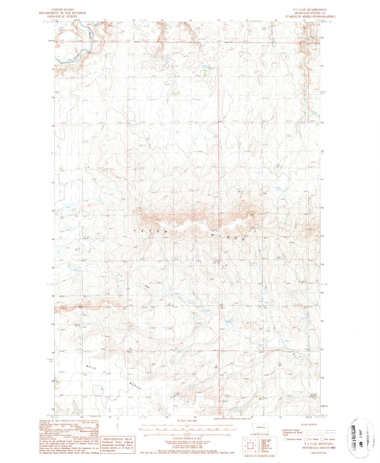 Classic USGS T L Gap Montana 7.5'x7.5' Topo Map Image