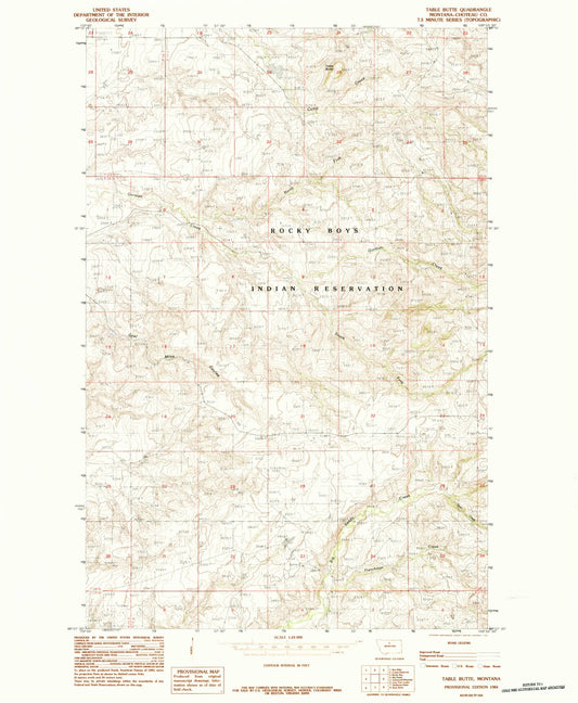 Classic USGS Table Butte Montana 7.5'x7.5' Topo Map Image