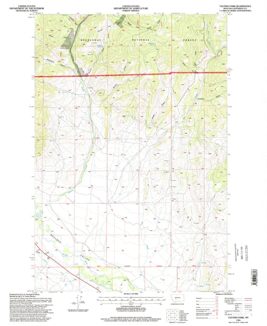 Classic USGS Tacoma Park Montana 7.5'x7.5' Topo Map Image