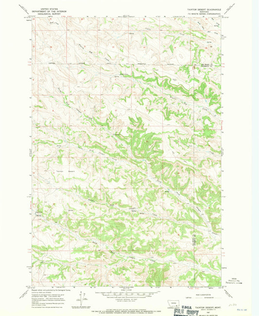 Classic USGS Taintor Desert Montana 7.5'x7.5' Topo Map Image