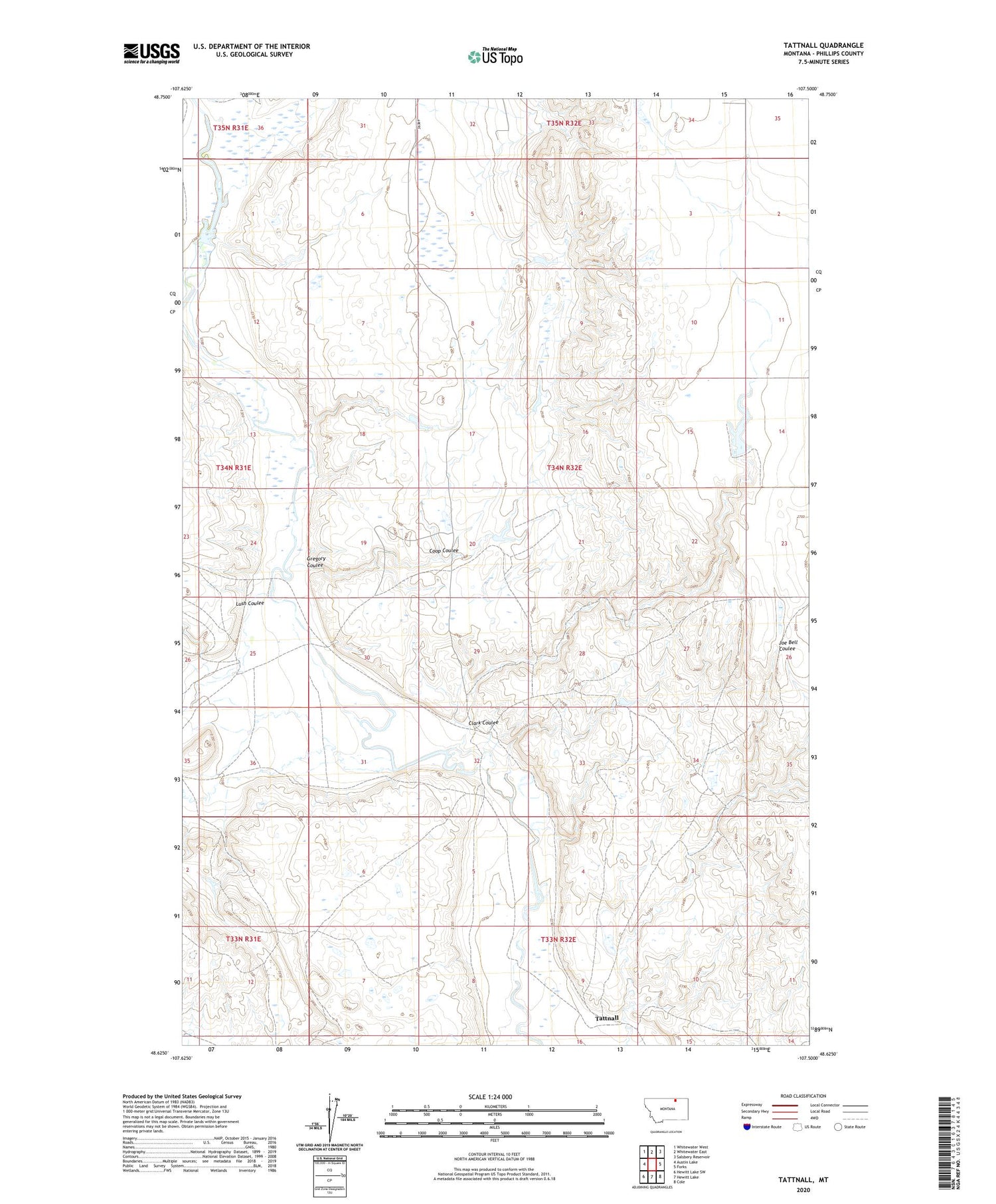 Tattnall Montana US Topo Map Image