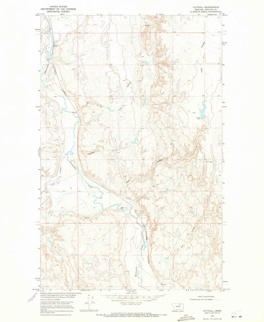 Classic USGS Tattnall Montana 7.5'x7.5' Topo Map Image
