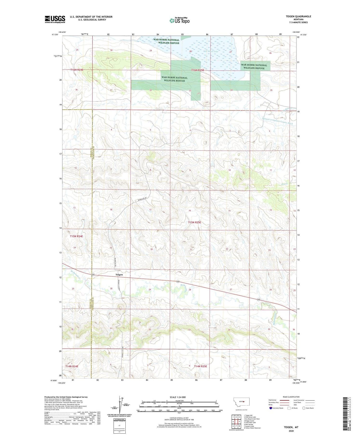 Teigen Montana US Topo Map Image