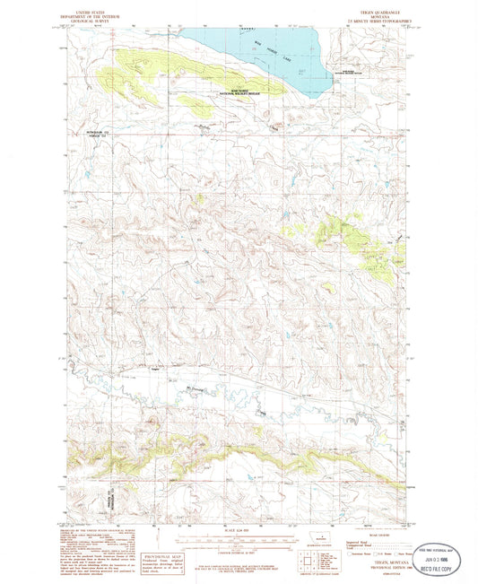 Classic USGS Teigen Montana 7.5'x7.5' Topo Map Image