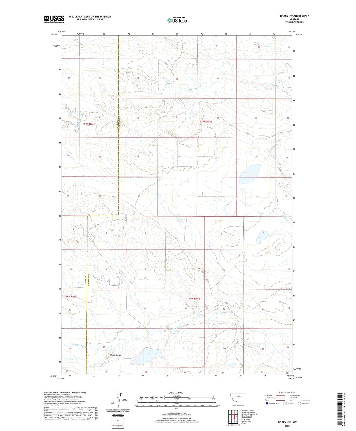 Teigen NW Montana US Topo Map Image