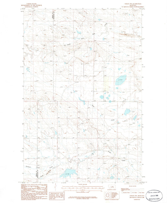Classic USGS Teigen NW Montana 7.5'x7.5' Topo Map Image