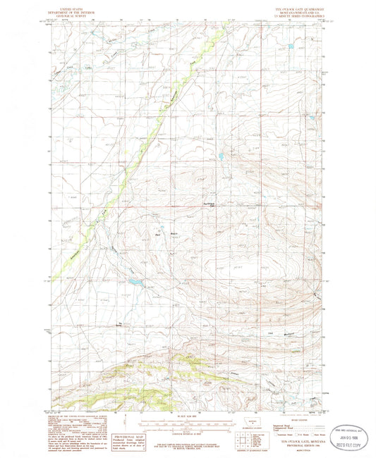 Classic USGS Ten O'Clock Gate Montana 7.5'x7.5' Topo Map Image