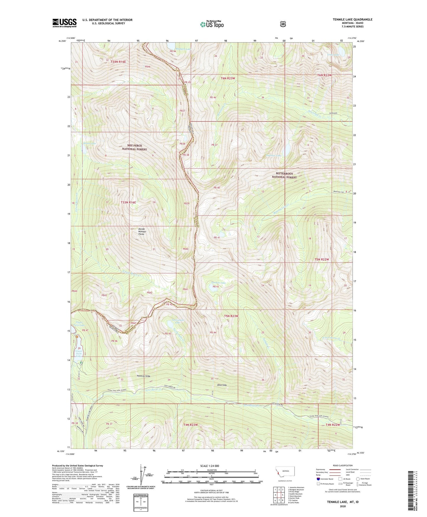 Tenmile Lake Montana US Topo Map Image