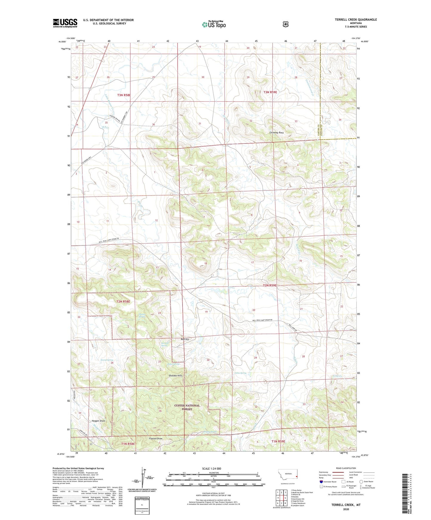 Terrell Creek Montana US Topo Map Image