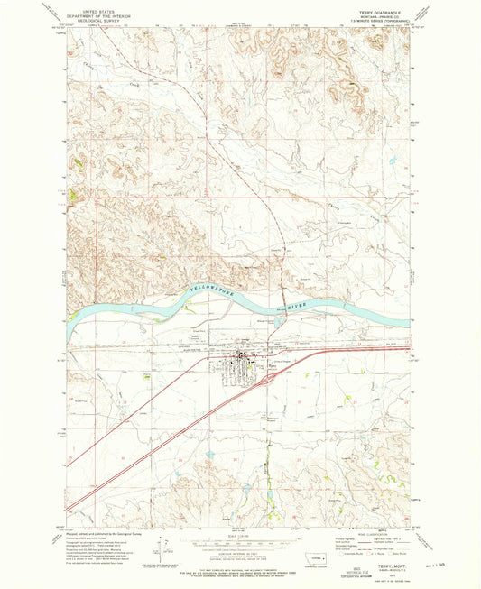 Classic USGS Terry Montana 7.5'x7.5' Topo Map Image