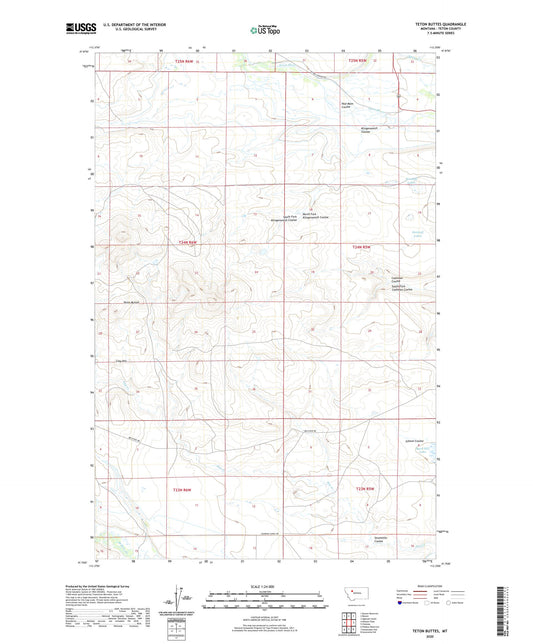 Teton Buttes Montana US Topo Map Image