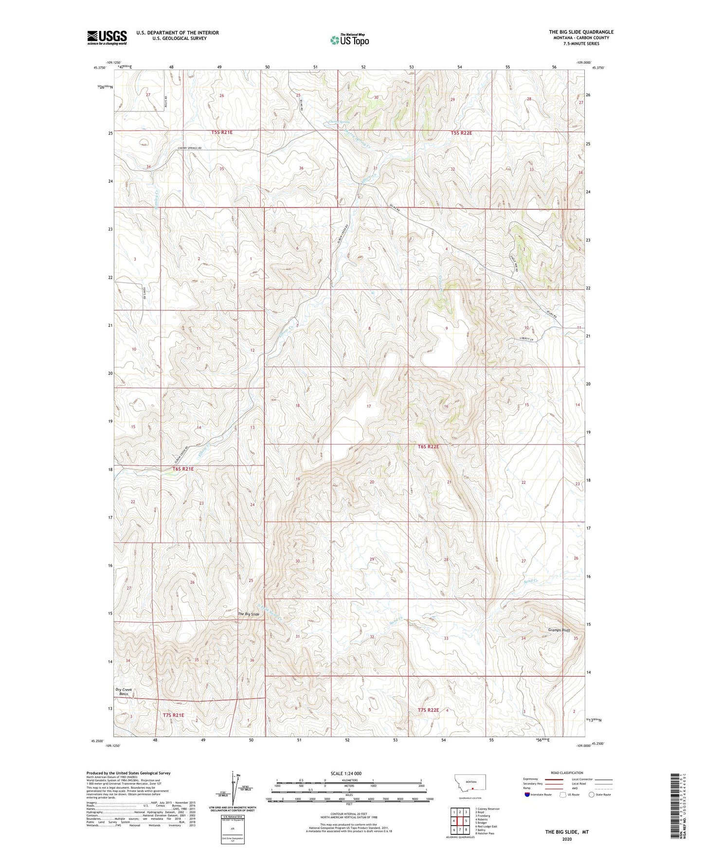 The Big Slide Montana US Topo Map Image
