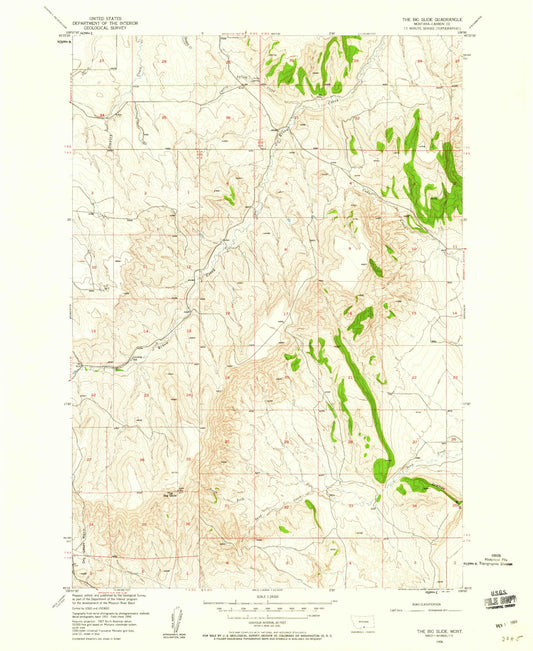 Classic USGS The Big Slide Montana 7.5'x7.5' Topo Map Image