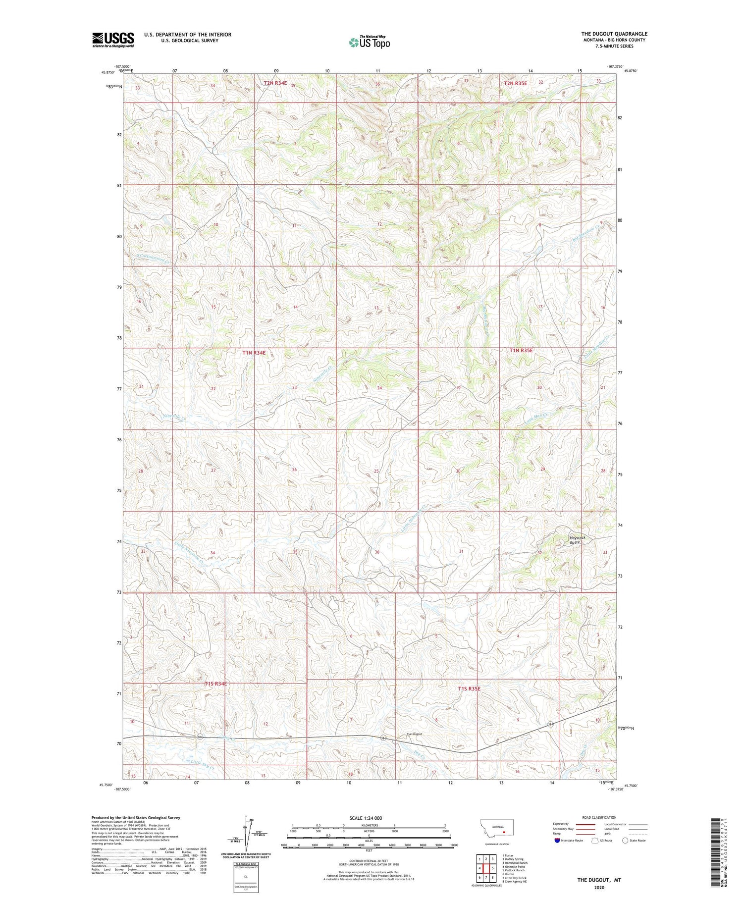 The Dugout Montana US Topo Map Image