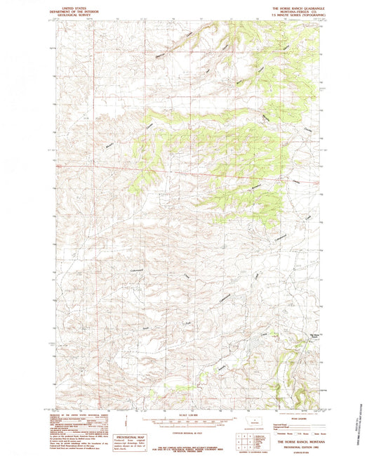 Classic USGS The Horse Ranch Montana 7.5'x7.5' Topo Map Image