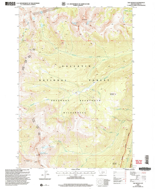 Classic USGS The Needles Montana 7.5'x7.5' Topo Map Image