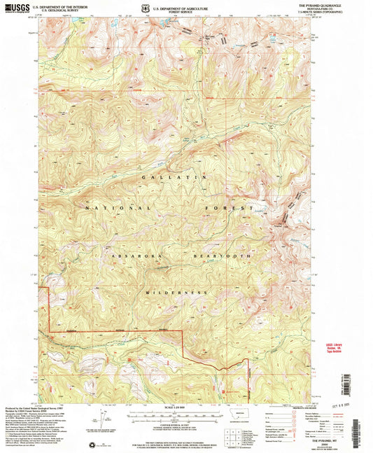 Classic USGS The Pyramid Montana 7.5'x7.5' Topo Map Image