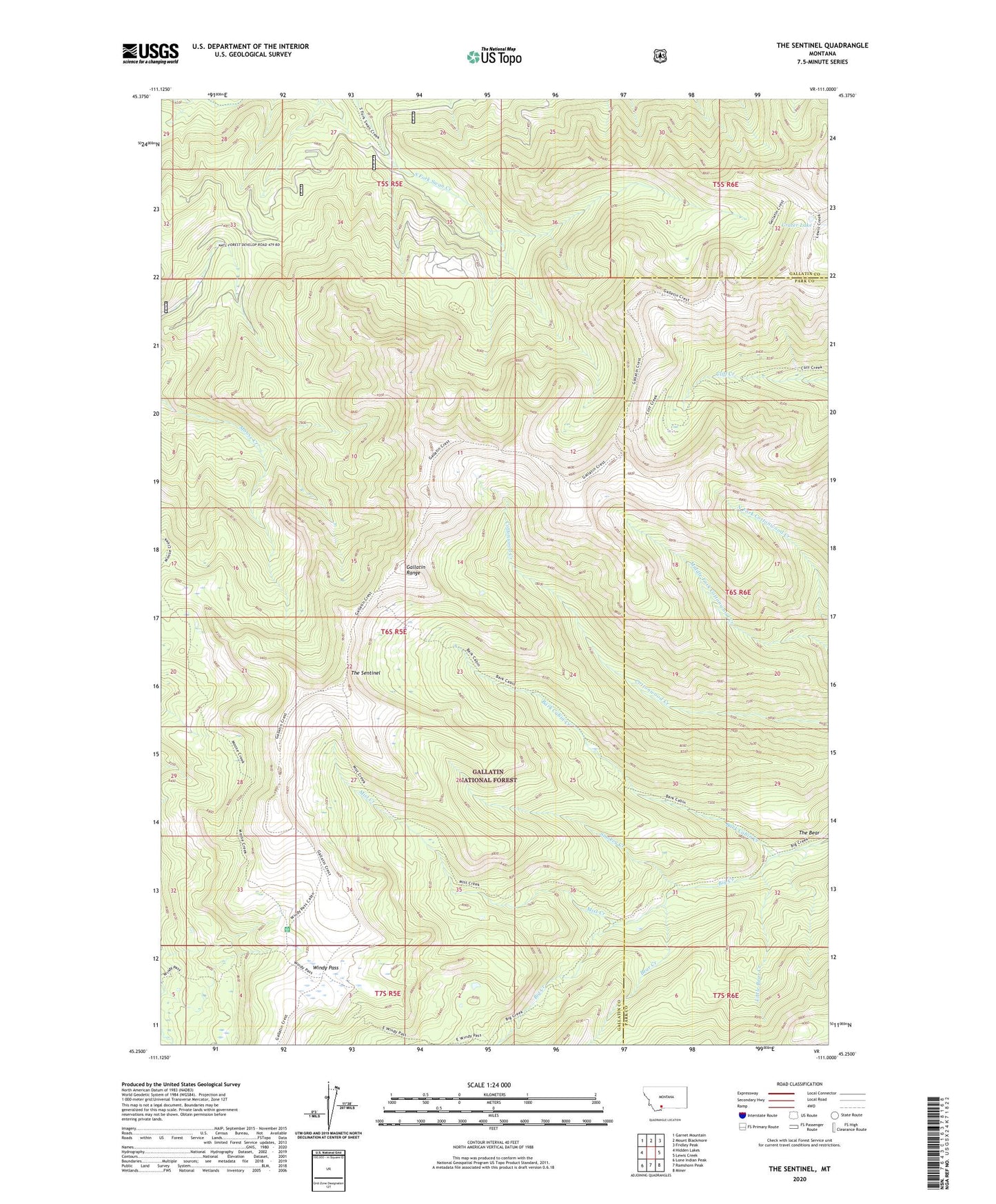 The Sentinel Montana US Topo Map Image