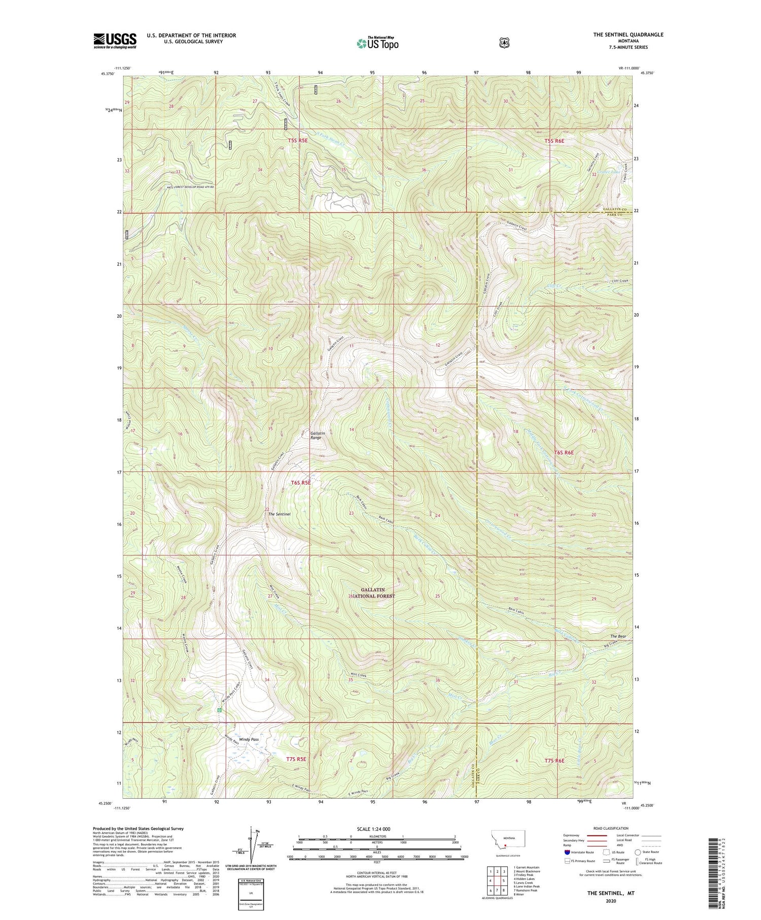 The Sentinel Montana US Topo Map Image