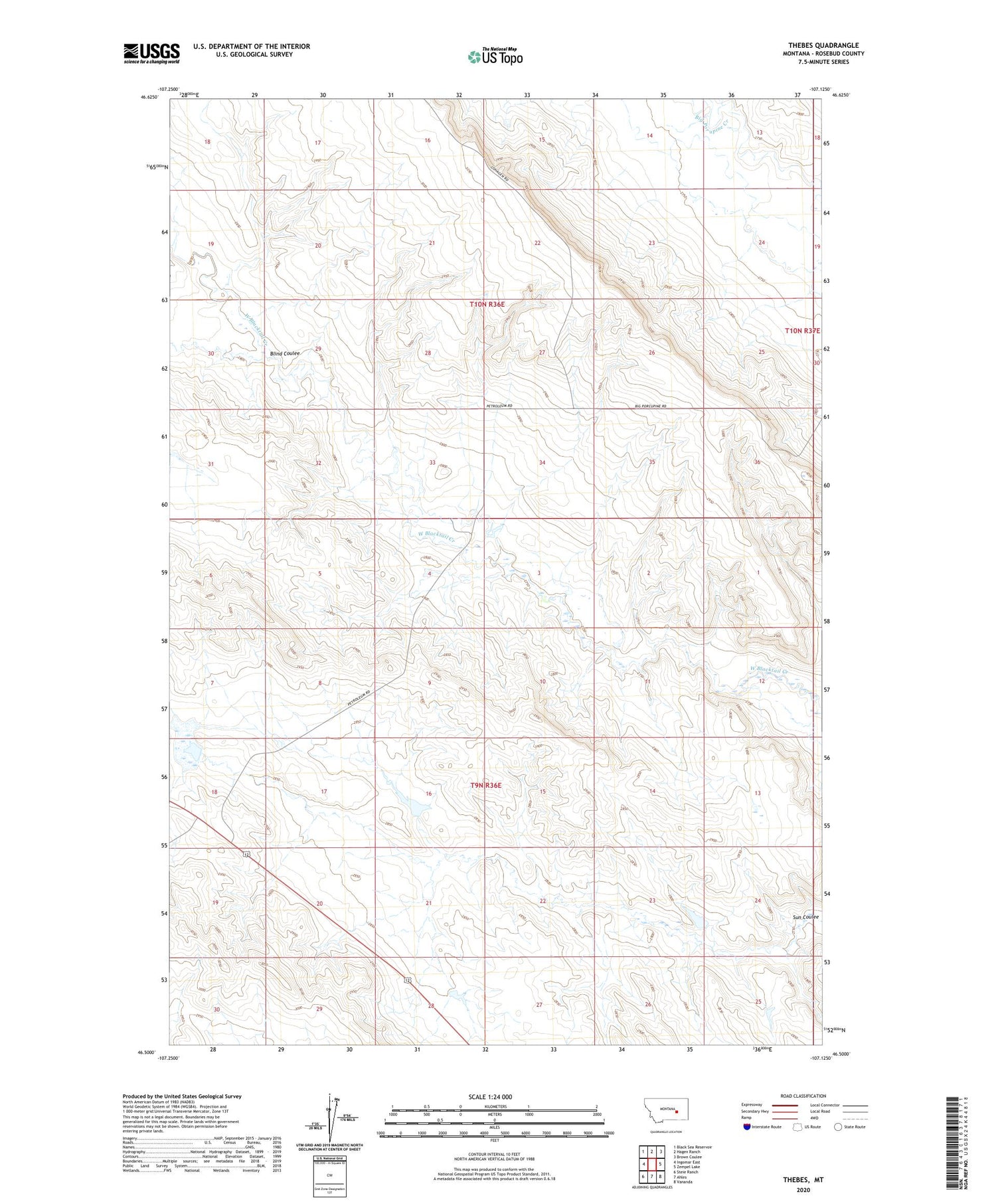 Thebes Montana US Topo Map Image