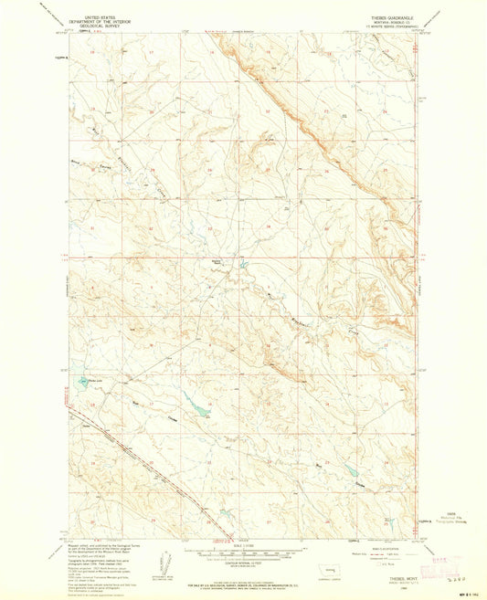 Classic USGS Thebes Montana 7.5'x7.5' Topo Map Image