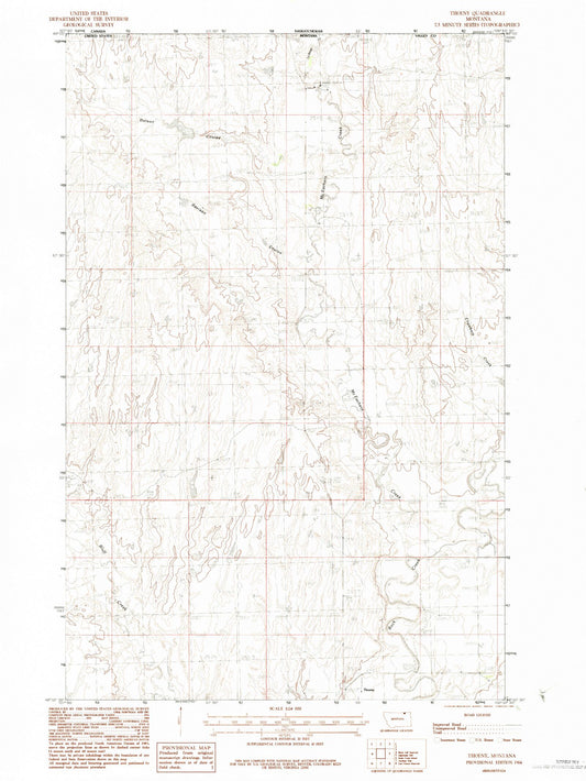 Classic USGS Thoeny Montana 7.5'x7.5' Topo Map Image