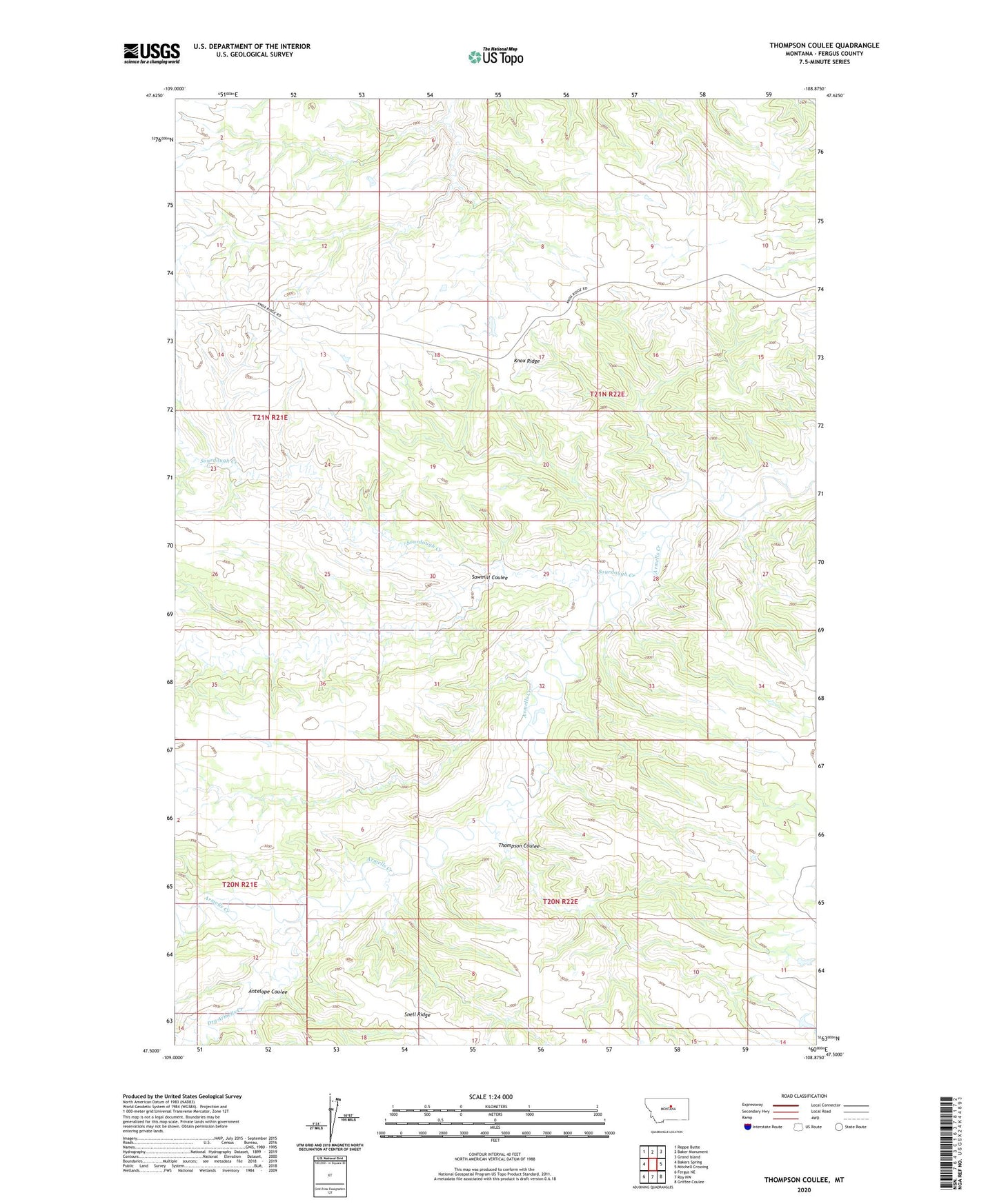 Thompson Coulee Montana US Topo Map Image