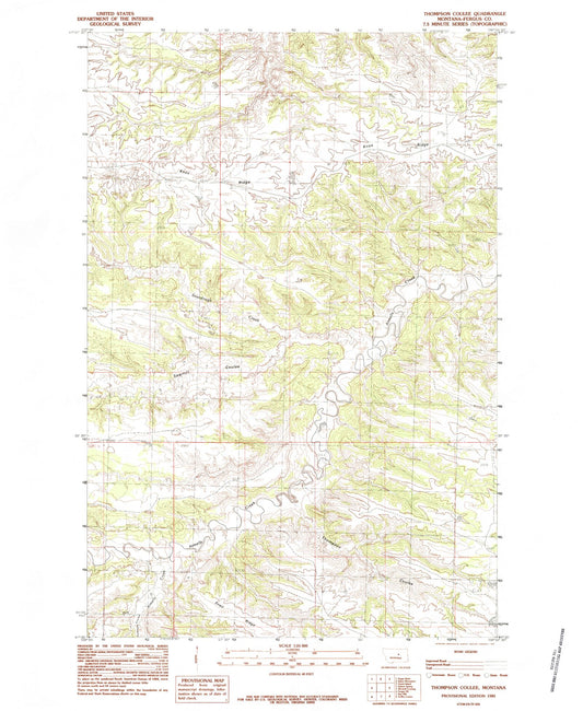 Classic USGS Thompson Coulee Montana 7.5'x7.5' Topo Map Image