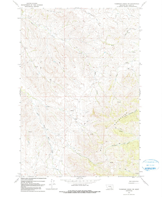 Classic USGS Thompson Creek NW Montana 7.5'x7.5' Topo Map Image