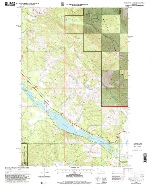 Classic USGS Thompson Lakes Montana 7.5'x7.5' Topo Map Image
