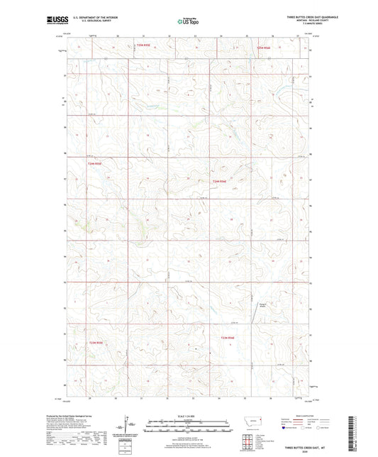 Three Buttes Creek East Montana US Topo Map Image