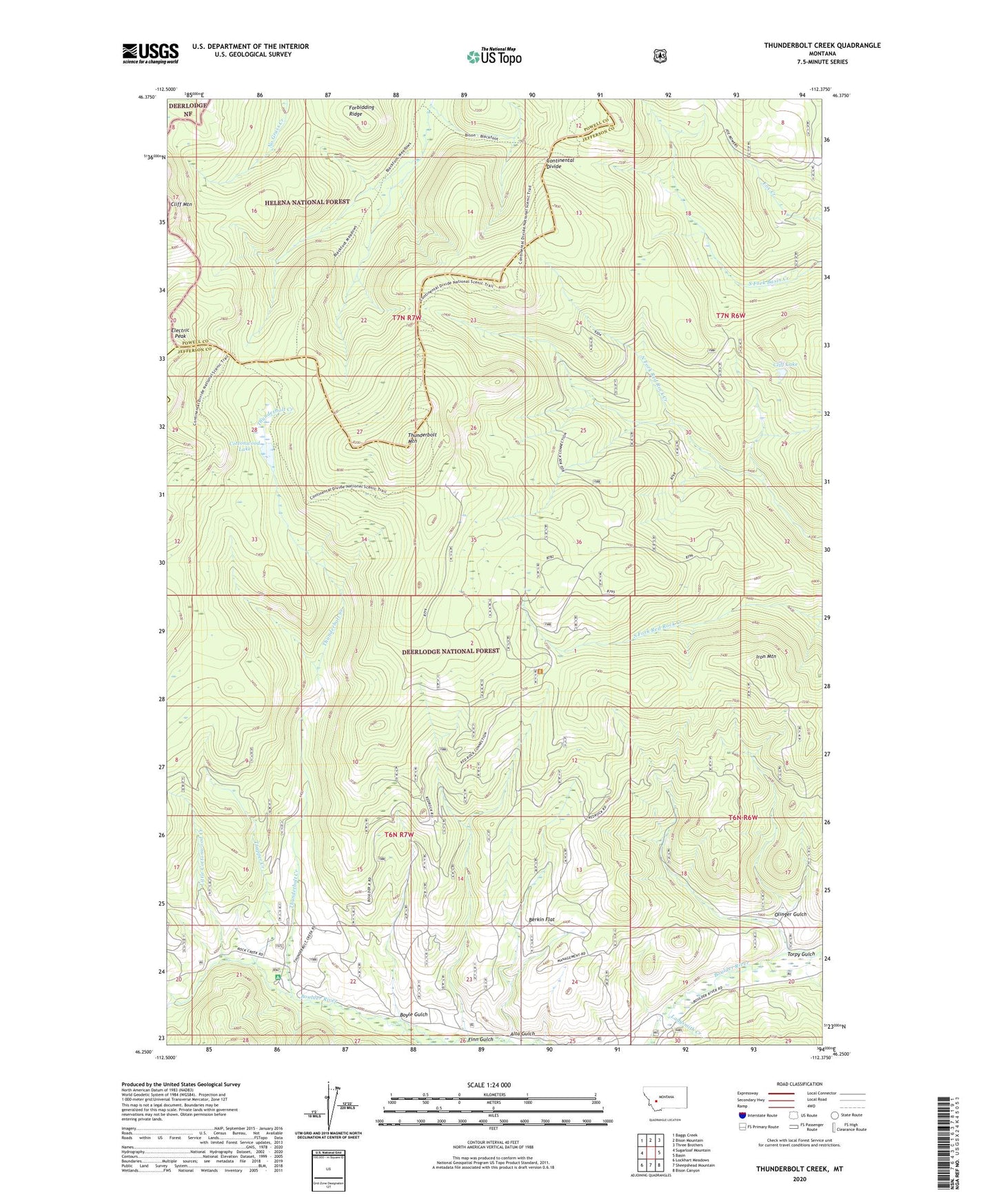 Thunderbolt Creek Montana US Topo Map Image