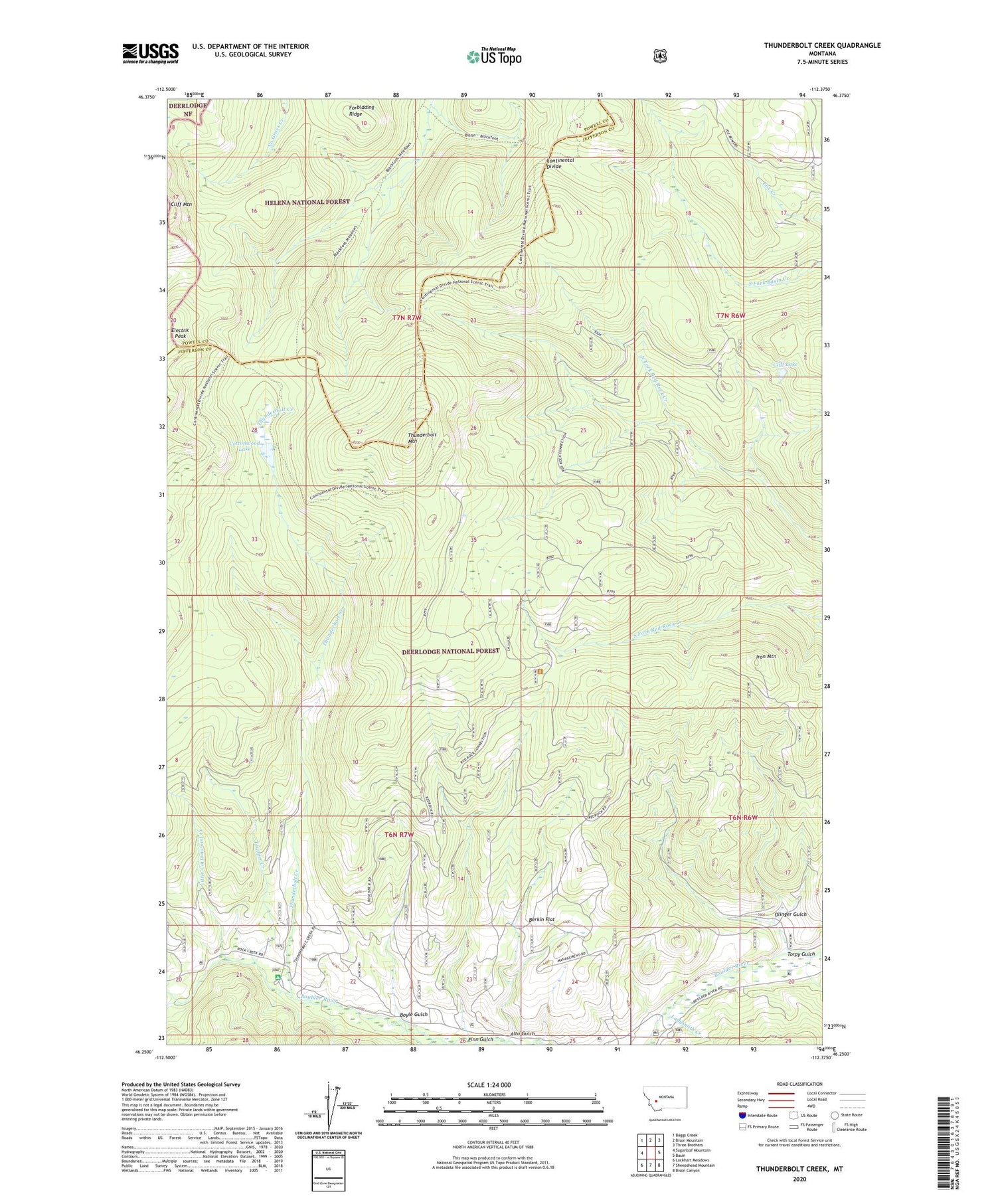 Thunderbolt Creek Montana US Topo Map Image