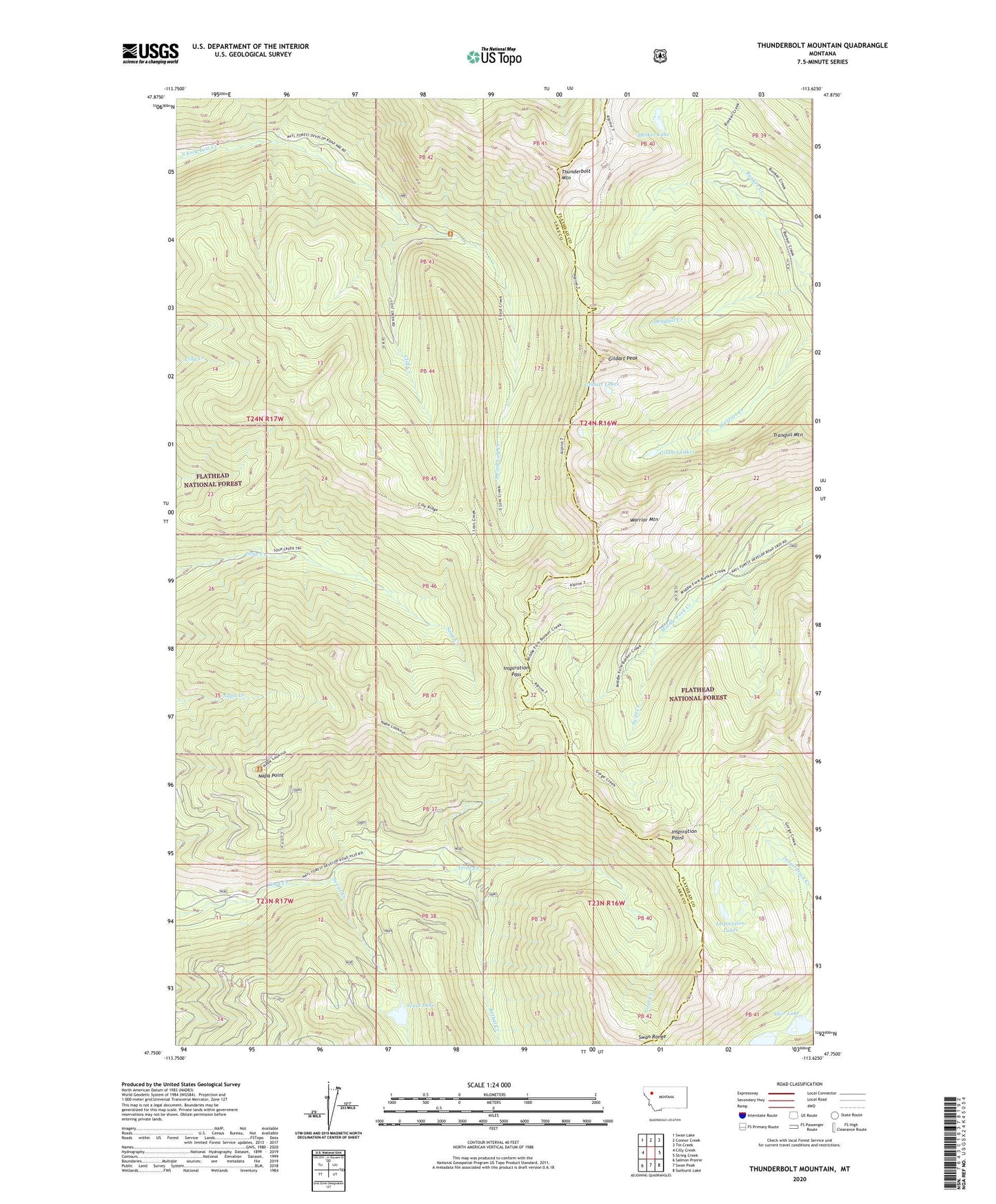 Thunderbolt Mountain Montana US Topo Map Image