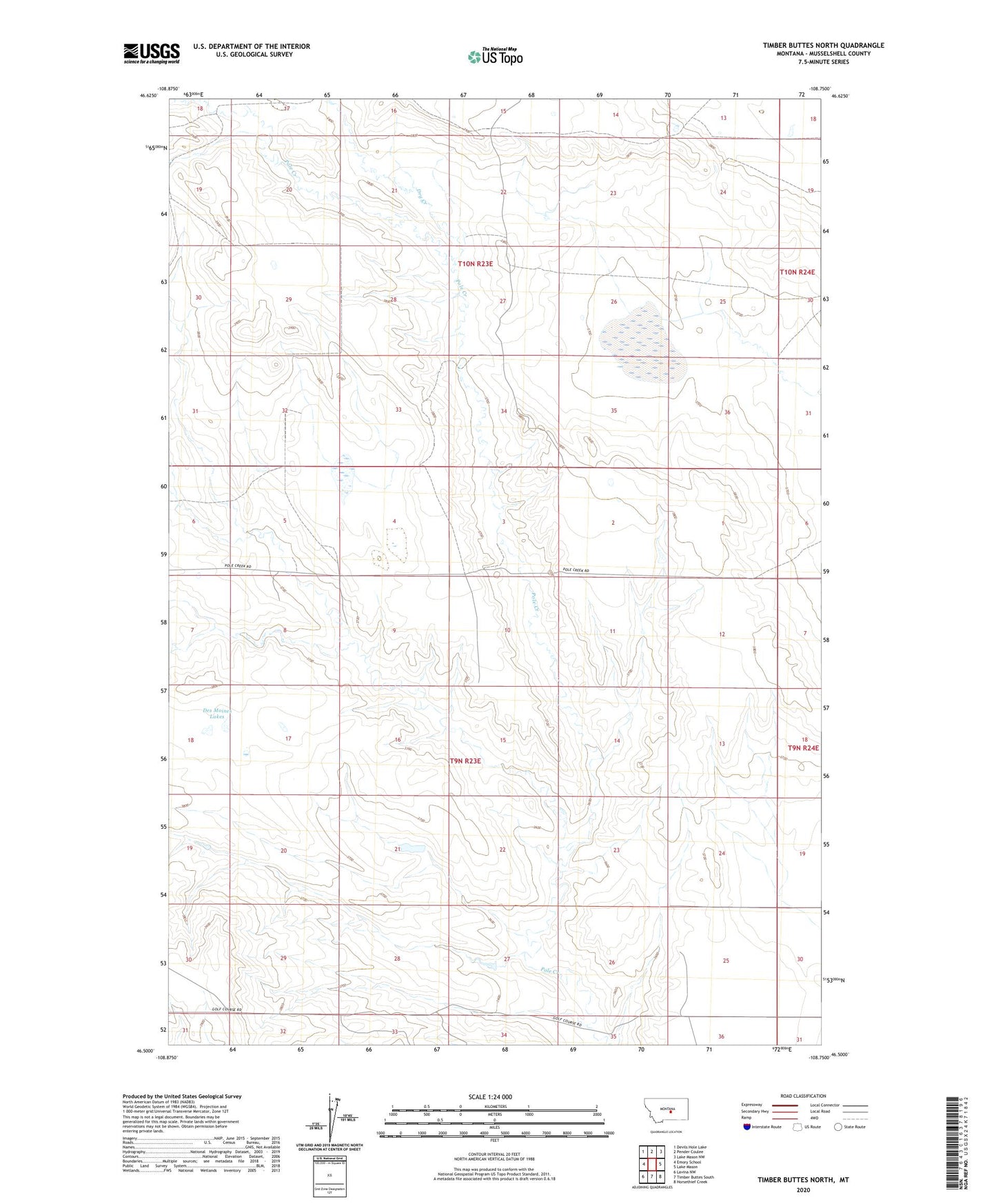 Timber Buttes North Montana US Topo Map Image