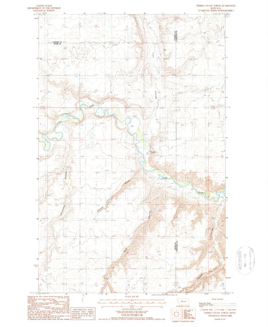 Classic USGS Timber Coulee North Montana 7.5'x7.5' Topo Map Image